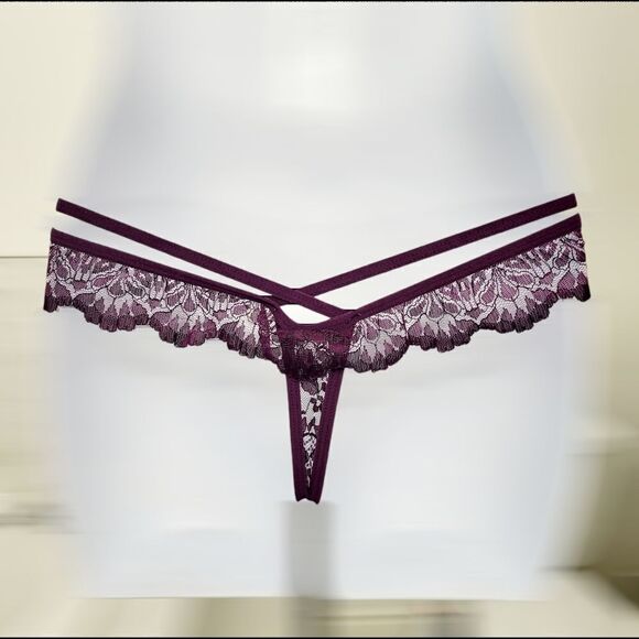 2/$20 Brand New Purple Lace G String T-Back Panties Underwear One Size - Picture 5 of 6